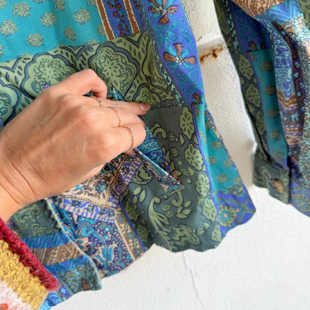 Boho Patchwork Blazer Paisley Print Jacket Tapest… - image 4